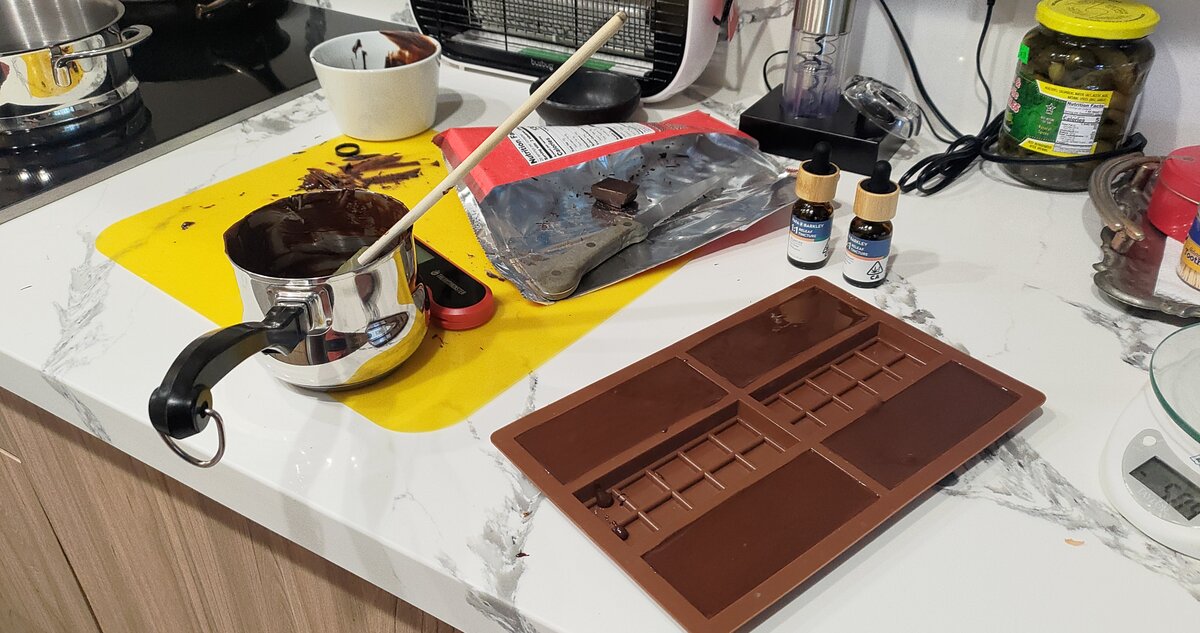 The chocolate is poured into molds